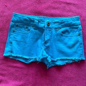 XX1 denim turquoise  Jean shorts zip front size 27